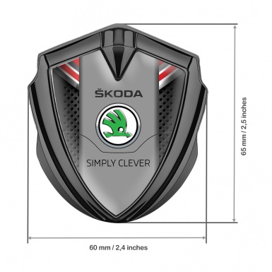 Skoda Domed Emblem Graphite Dark Mesh Red Cap Classic Green Logo