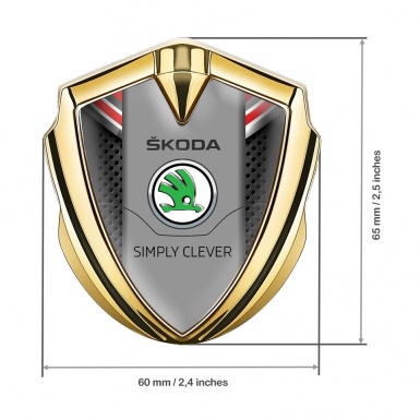 Skoda Domed Emblem Gold Dark Mesh Red Cap Classic Green Logo