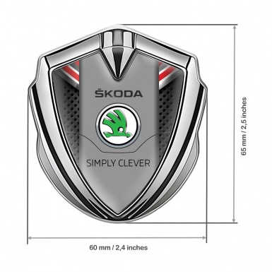 Skoda Domed Emblem Silver Dark Mesh Red Cap Classic Green Logo