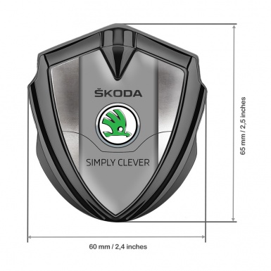 Skoda Emblem Ornament Graphite Polished Steel Classic Green Logo