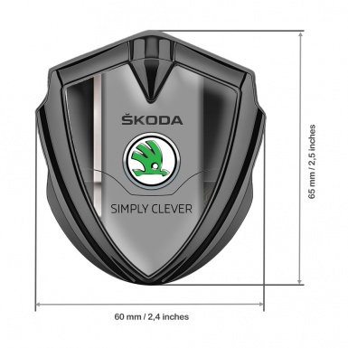 Skoda Emblem Metal Badge Graphite Sport Stripe Green Classic Logo