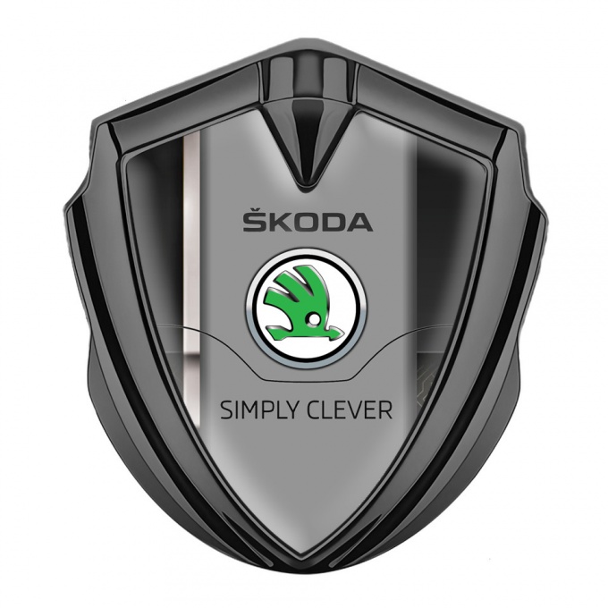 Skoda Emblem Metal Badge Graphite Sport Stripe Green Classic Logo