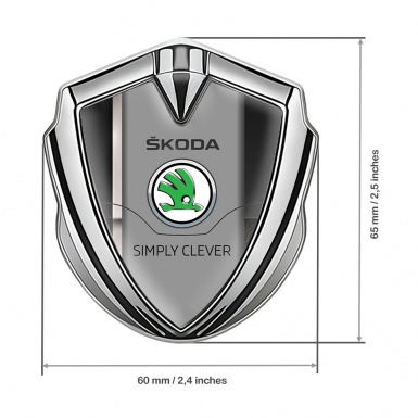 Skoda Emblem Metal Badge Silver Sport Stripe Green Classic Logo