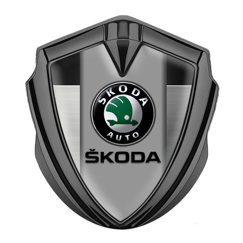 Skoda Silicon Emblem Graphite Brushed Panel Black Classic Logo Design