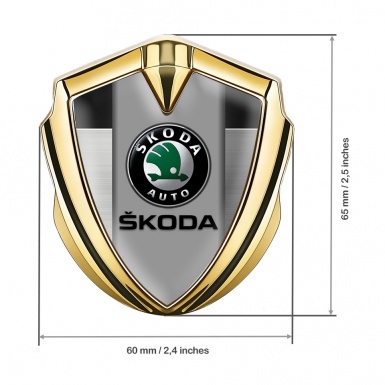 Skoda Silicon Emblem Gold Brushed Panel Black Classic Logo Design