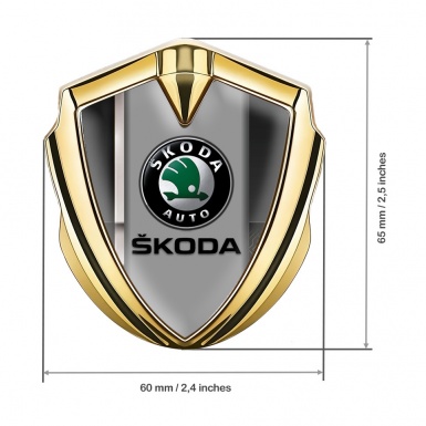 Skoda Emblem Car Badge Gold White Stripe Black Classic Logo Design