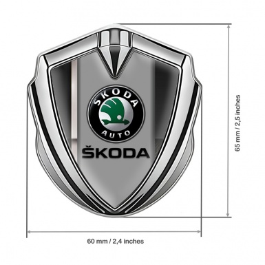 Skoda Emblem Car Badge Silver White Stripe Black Classic Logo Design