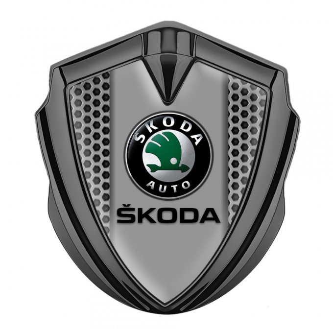 Skoda Bodyside Emblem Self Adhesive Graphite Honeycomb Black Logo