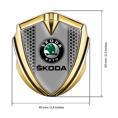 Skoda Bodyside Emblem Self Adhesive Gold Honeycomb Black Logo