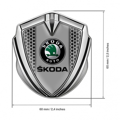 Skoda Bodyside Emblem Self Adhesive Silver Honeycomb Black Logo