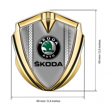 Skoda Badge Self Adhesive Gold Bolted Frame Black Classic Logo