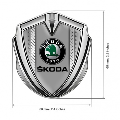 Skoda Badge Self Adhesive Silver Bolted Frame Black Classic Logo