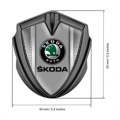 Skoda Emblem Badge Self Adhesive Graphite Metal Frame Black Classic Logo