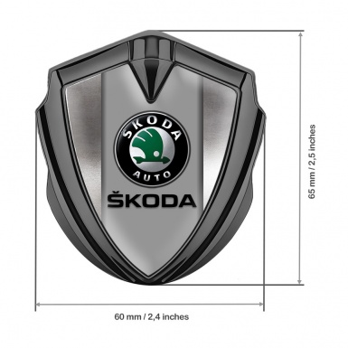 Skoda Emblem Fender Badge Graphite Polished Frame Black Classic Logo