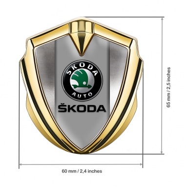 Skoda Emblem Fender Badge Gold Polished Frame Black Classic Logo