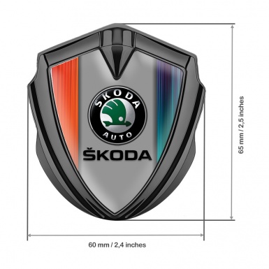 Skoda Metal Emblem Self Adhesive Graphite Color Gradient Black Classic Logo