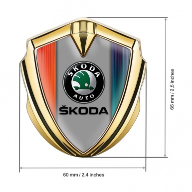 Skoda Metal Emblem Self Adhesive Gold Color Gradient Black Classic Logo