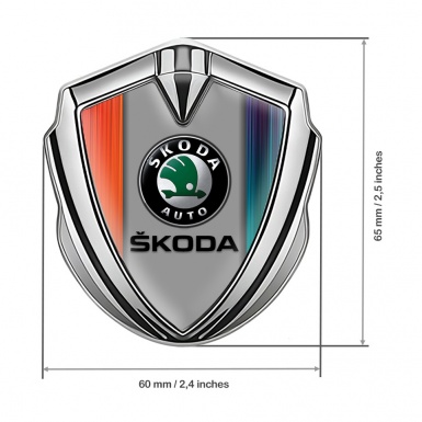 Skoda Metal Emblem Self Adhesive Silver Color Gradient Black Classic Logo