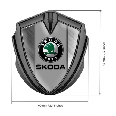 Skoda Fender Emblem Badge Graphite Brushed Aluminum Black Classic Logo