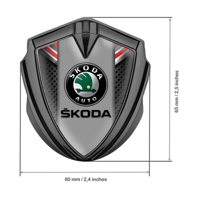 Skoda Fender Emblem Badge Graphite Perforated Steel Black Classic Logo