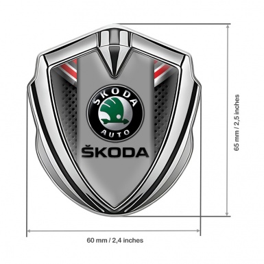 Skoda Fender Emblem Badge Silver Perforated Steel Black Classic Logo