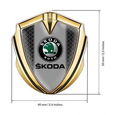 Skoda Emblem Trunk Badge Gold Dark Squares Black Classic Logo