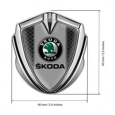 Skoda Emblem Trunk Badge Silver Dark Squares Black Classic Logo