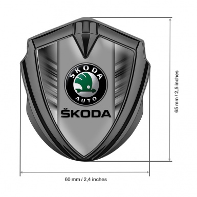 Skoda Emblem Self Adhesive Graphite Grey Strokes Black Classic Logo