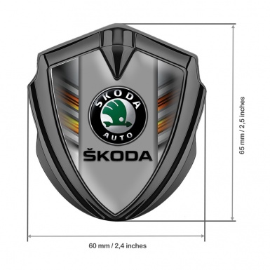 Skoda Metal Emblem Badge Graphite Color Strokes Black Classic Logo