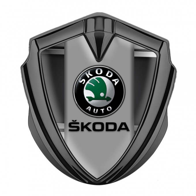 Skoda Domed Emblem Graphite Upper Frame Black Classic Logo Edition