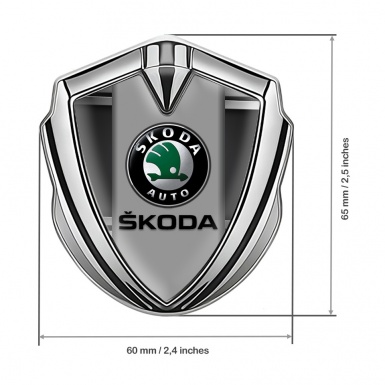 Skoda Domed Emblem Silver Upper Frame Black Classic Logo Edition