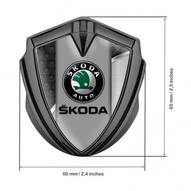 Skoda Bodyside Domed Emblem Graphite Dark Hex Black Classic Logo