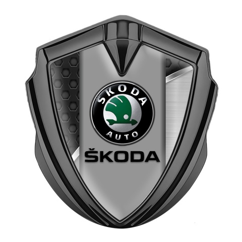 Skoda Bodyside Domed Emblem Graphite Dark Hex Black Classic Logo