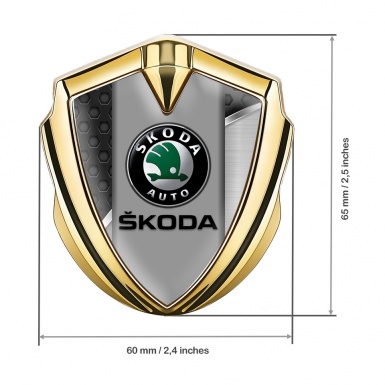 Skoda Bodyside Domed Emblem Gold Dark Hex Black Classic Logo