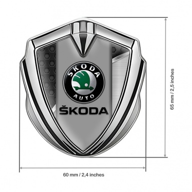 Skoda Bodyside Domed Emblem Silver Dark Hex Black Classic Logo