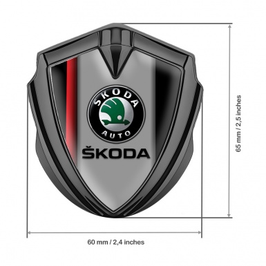 Skoda Emblem Metal Badge Graphite Crimson Stripe Black Classic Logo