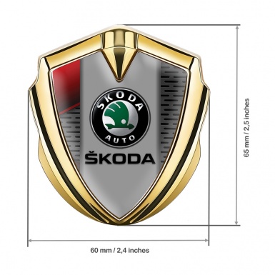 Skoda 3d Emblem Badge Gold Crimson Element Black Classic Logo