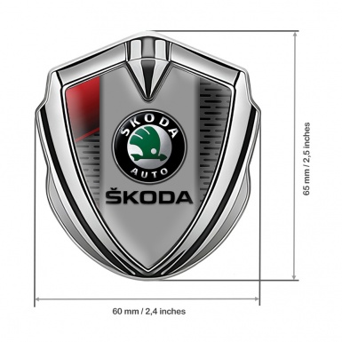 Skoda 3d Emblem Badge Silver Crimson Element Black Classic Logo