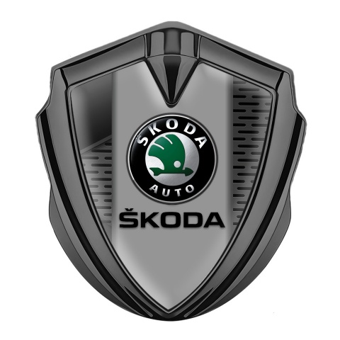 Skoda Silicon Emblem Graphite Grey Element Dark Mesh Black Logo Design