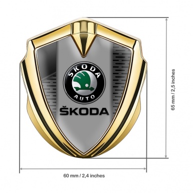 Skoda Silicon Emblem Gold Grey Element Dark Mesh Black Logo Design