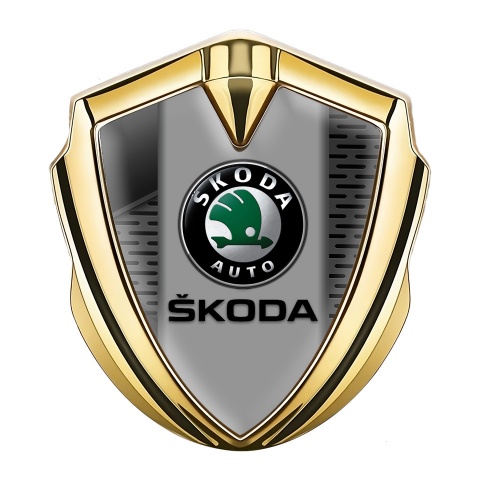 Skoda Silicon Emblem Gold Grey Element Dark Mesh Black Logo Design