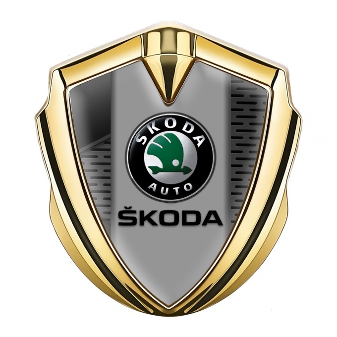 Skoda Silicon Emblem Gold Grey Element Dark Mesh Black Logo Design