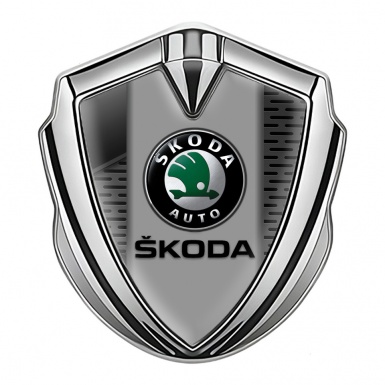 Skoda Silicon Emblem Silver Grey Element Dark Mesh Black Logo Design