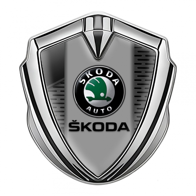 Skoda Silicon Emblem Silver Grey Element Dark Mesh Black Logo Design