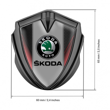 Skoda Emblem Car Badge Graphite Crimson Sides Black Logo Design