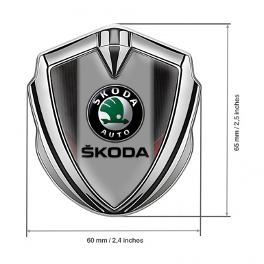 Skoda Bodyside Emblem Self Adhesive Silver Dark Strokes Black Logo