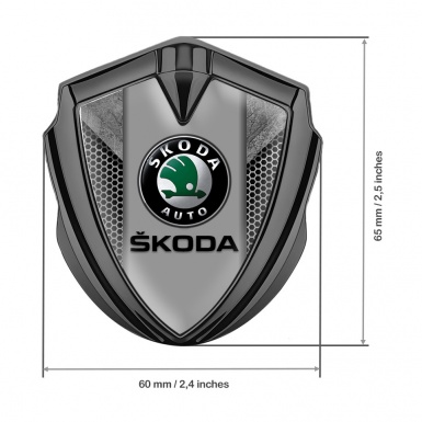 Skoda Emblem Badge Self Adhesive Graphite Stone Pattern Black Logo