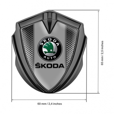 Skoda Emblem Fender Badge Graphite Perforated Metal Black Logo Edition