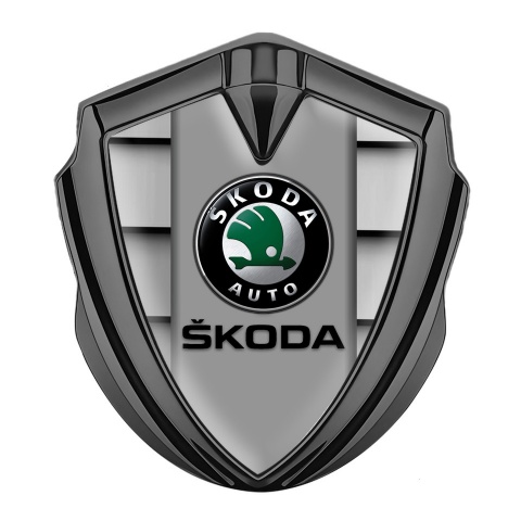 Skoda Metal Emblem Self Adhesive Graphite Grille Effect Black Logo