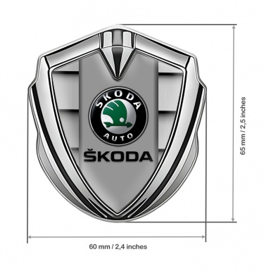 Skoda Metal Emblem Self Adhesive Silver Grille Effect Black Logo